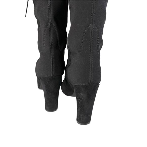 Stuart Weitzman Highstring Suede Lace Up Over Knee Boots Black 6M - Picture 10 of 12